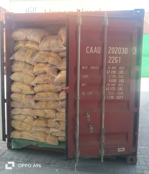 Rice bags loaded in a 20ft container